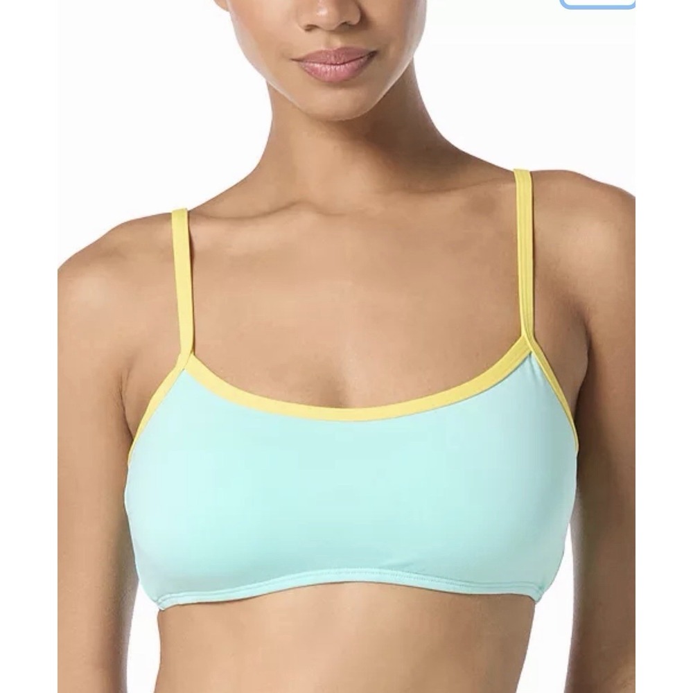 Kate Spade Womens Contrast-Trim Bralette Bikini Top  Low Tide. Size L
